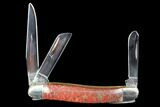 Pocketknife With Fossil Dinosaur Bone (Gembone) Inlays #101815-3